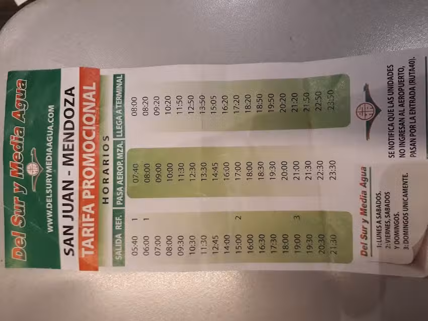 DEL SUR Y MEDIA AGUA MENDOZA